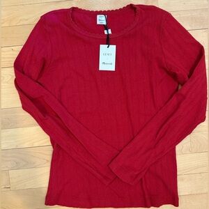 NWT- Madewell x LESET Pointelle Perfect Long Sleeve Tee